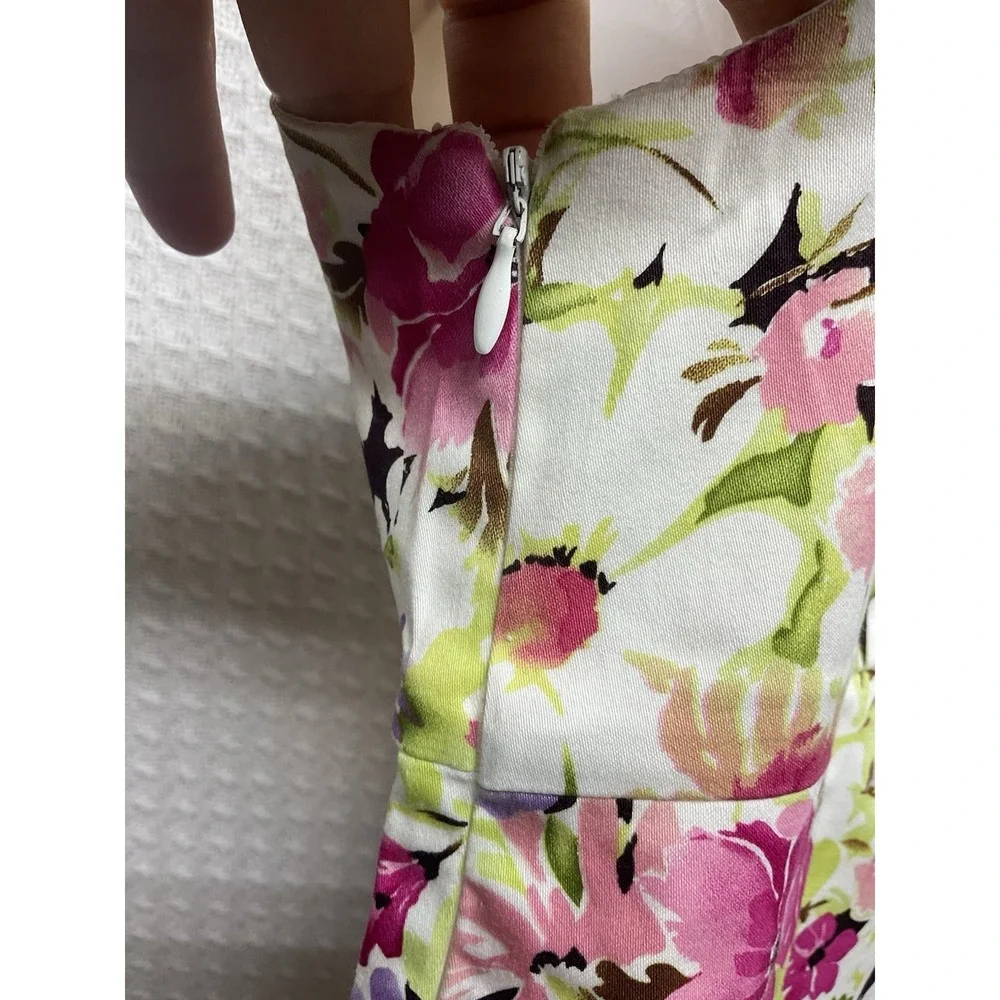 Vtg Scarlett Floral Crew Neck‎ Sleeveless Dress Size 7/8 Multicolor Cottagecore